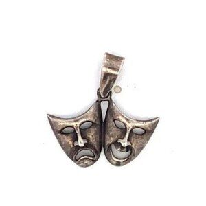 VTG Estate Sterling Silver Theater Mask Pendant Charm! 80